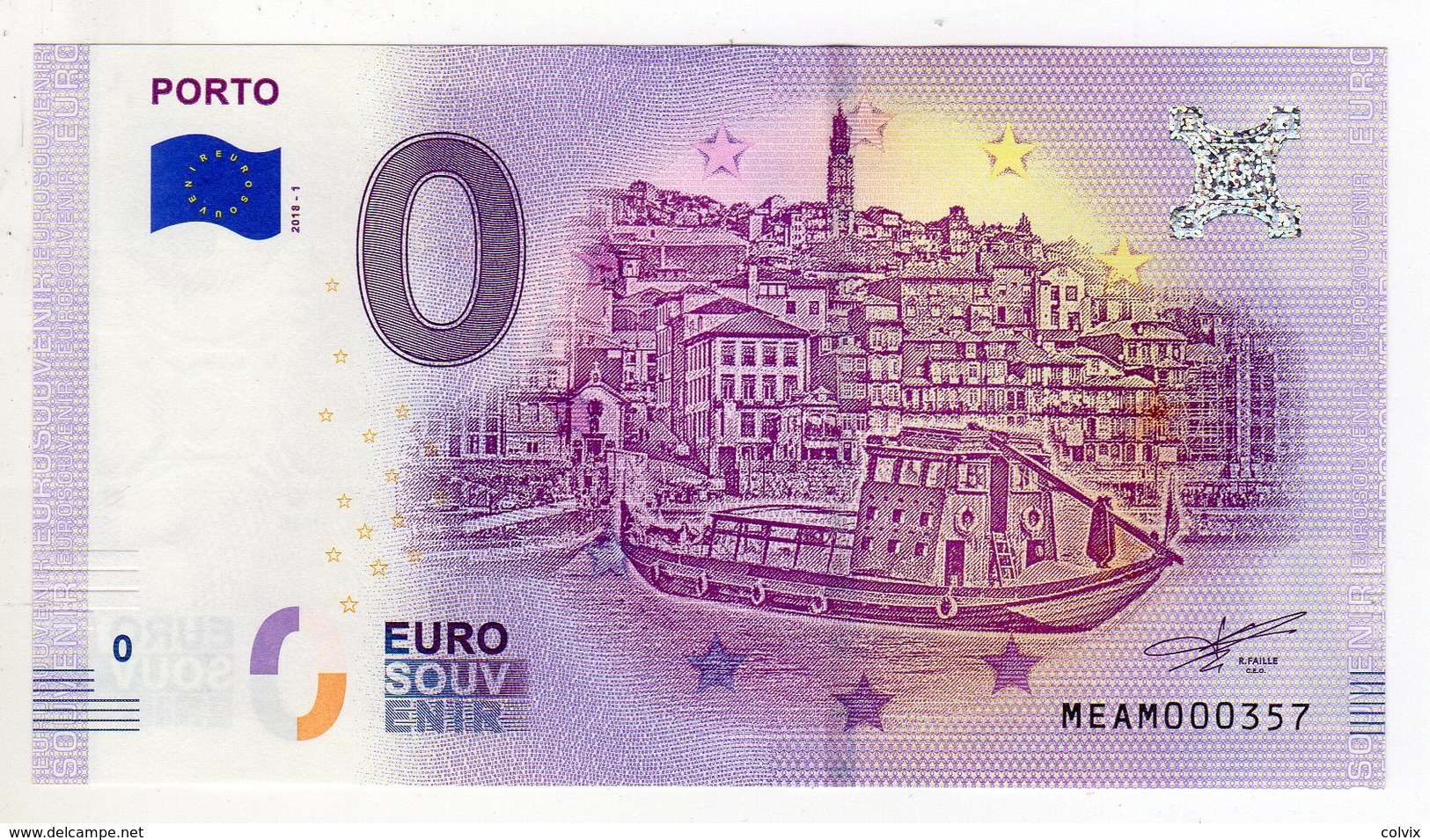 2018-1 BILLET TOURISTIQUE PORTUGAL 0 EURO SOUVENIR N°MEAM000357 PORTO - Pruebas Privadas