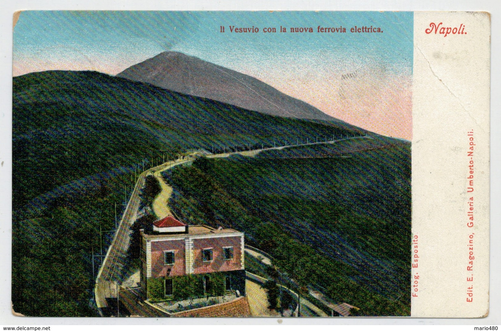 C.P.  PICCOLA     NAPOLI  IL  VESUVIO  CON LA NUOVA  FERROVIA  ELETTRICA     2 SCAN   (NUOVA) - Napoli