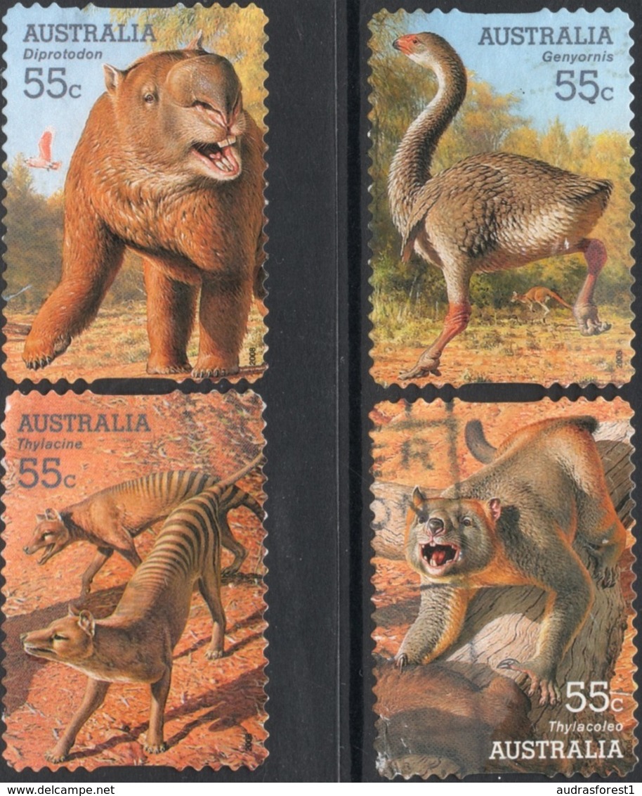 2008 AUSTRALIA 55¢ BOOKLET SELF-ADHESIVE MEGAFAUNA Stamp Complete Set Fine Used - Oblitérés