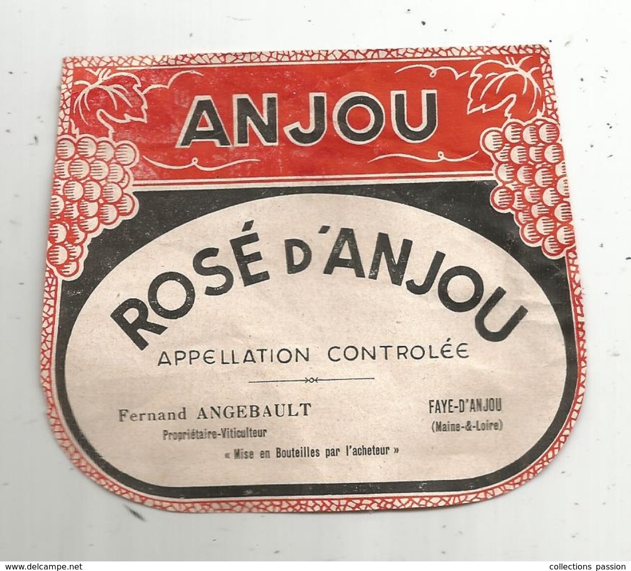 étiquette De Vin , ANJOU , Rosé D'Anjou ,Fernand Angebault ,FAYE-D'ANJOU , Maine Et Loire - Vino Rosado