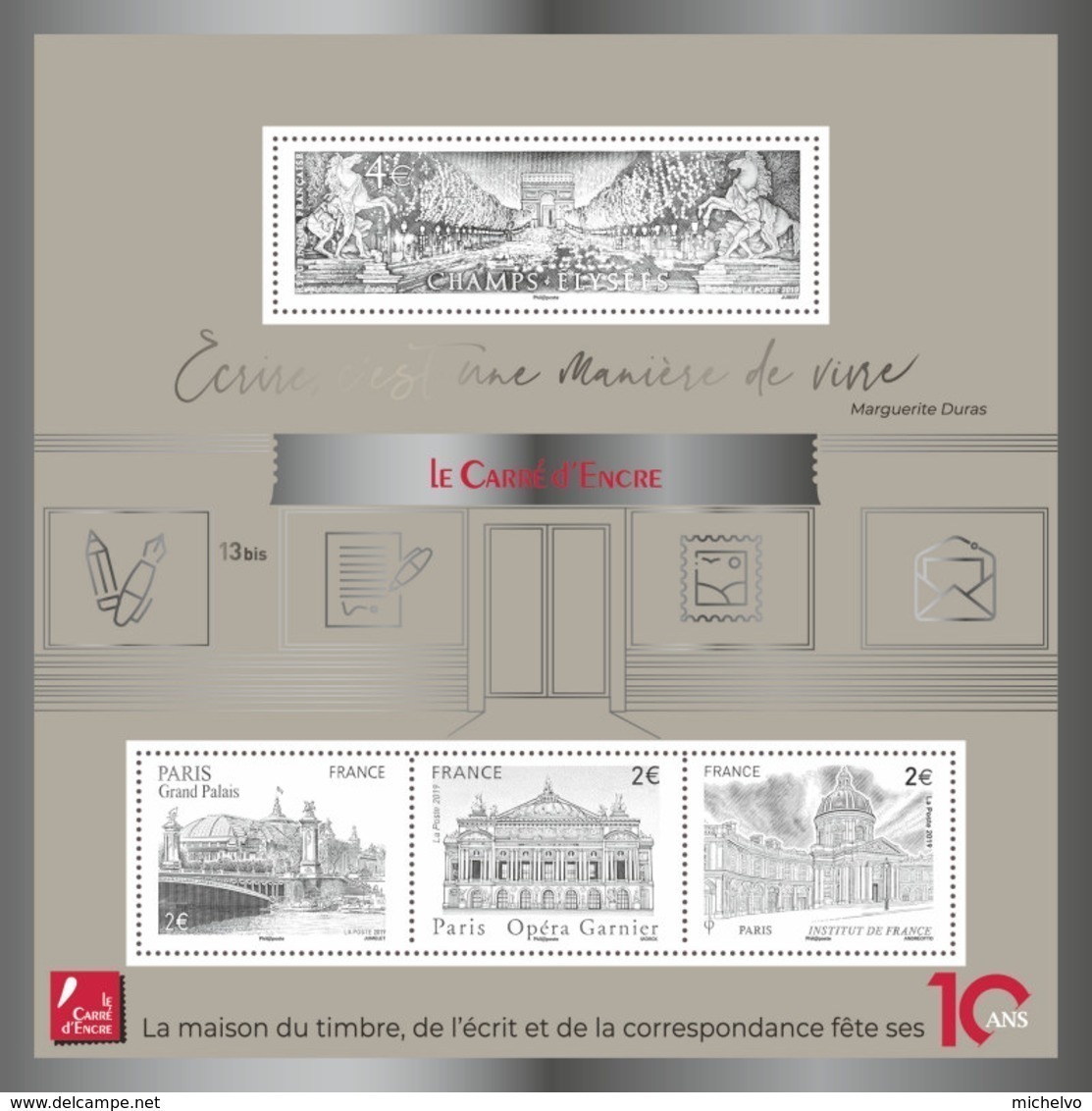 France 2019 - Yv N° F5368 ** - Bloc - Carré D'Encre Argenté (timbres 5368 à 5371) - Ungebraucht