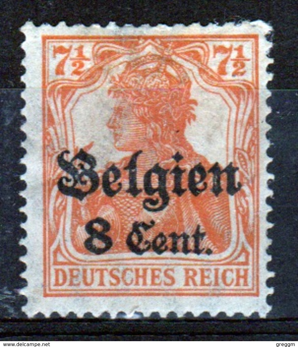 German Occupied Belgium 1916 Single 8c Stamp With Overprints On Germania. - Occupation 1914-18