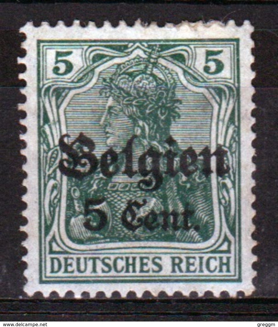 German Occupied Belgium 1916 Single 5c Stamp With Overprints On Germania. - Occupation 1914-18