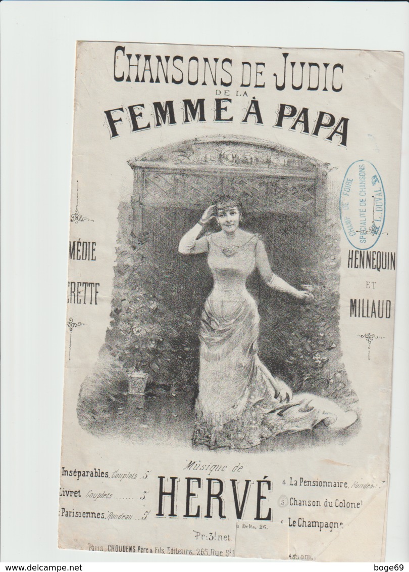 (MUSI 2)FEMME A PAPA  ; JUDIC , Comedie Operette , Chanson Du Colonel , Musique HERVE - Partituras