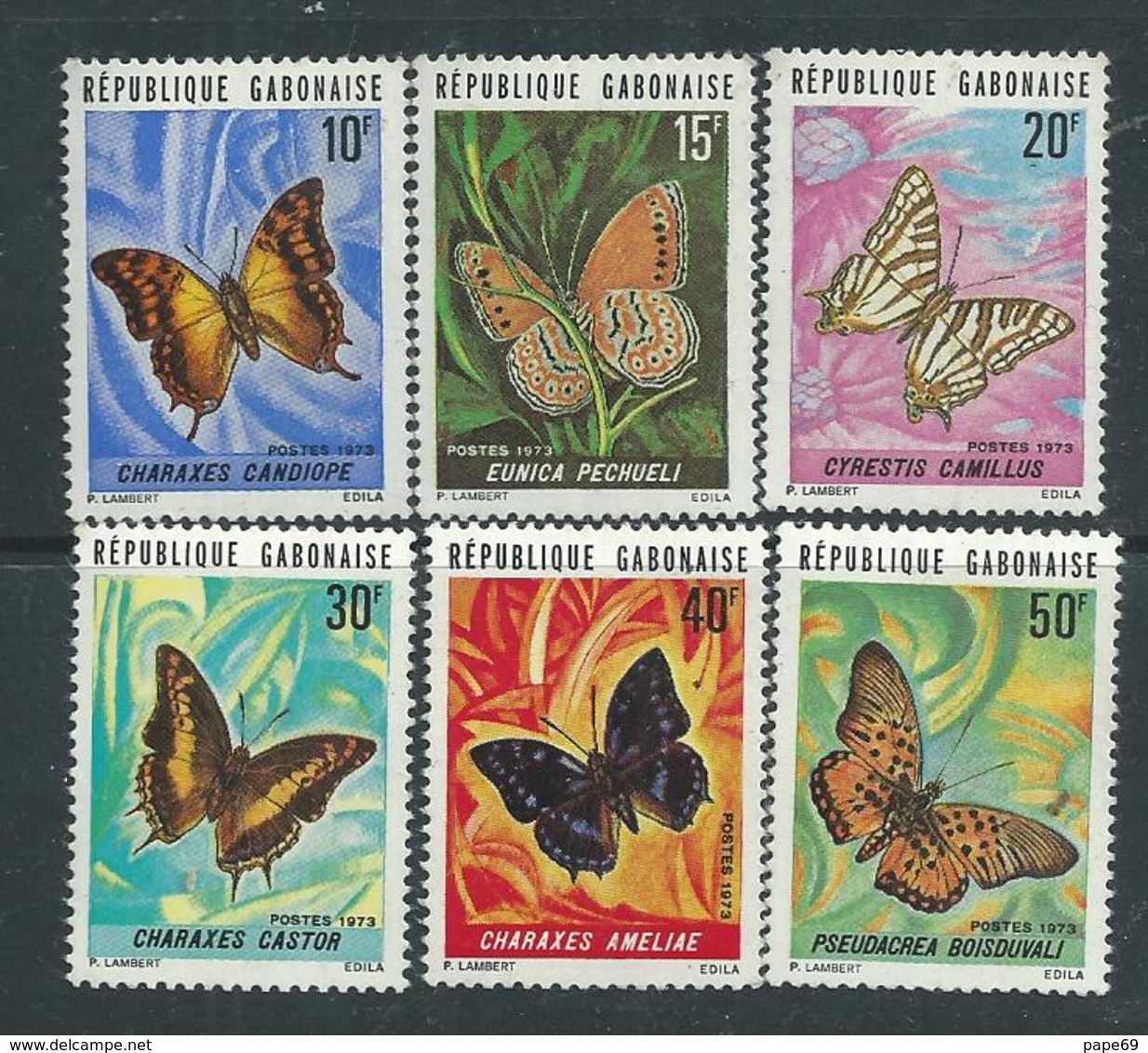 Gabon N° 304 / 09 XX  Papillons : La Série Des  6 Valeurs Neuf Sans Charnière, TB - Gabon (1960-...)