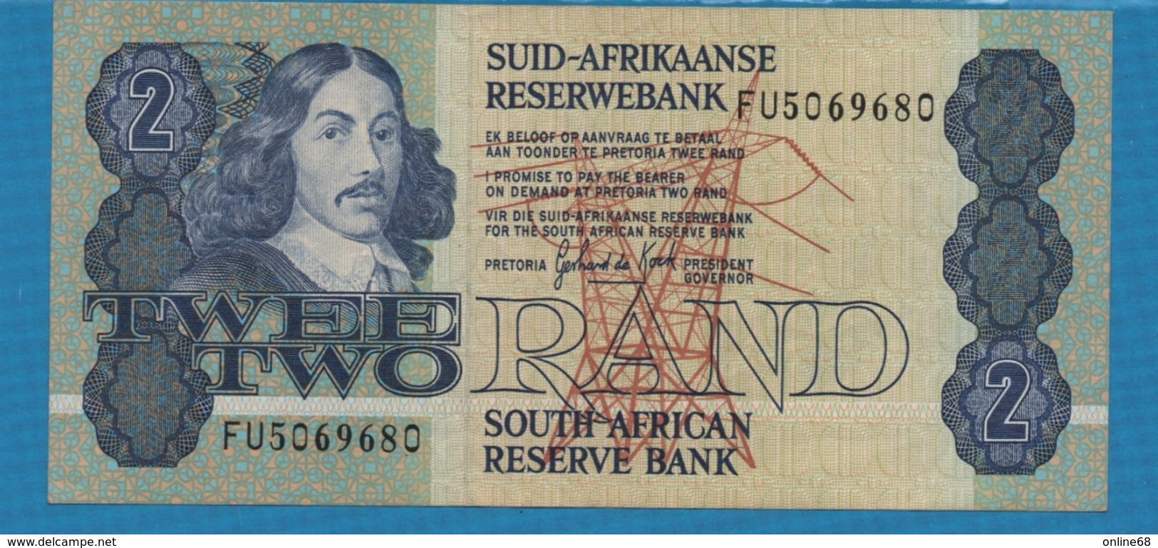 SOUTH AFRICA 	2 Rand	  ND (1978-1980)	Serie FU5069680 P# 118d - Sudafrica