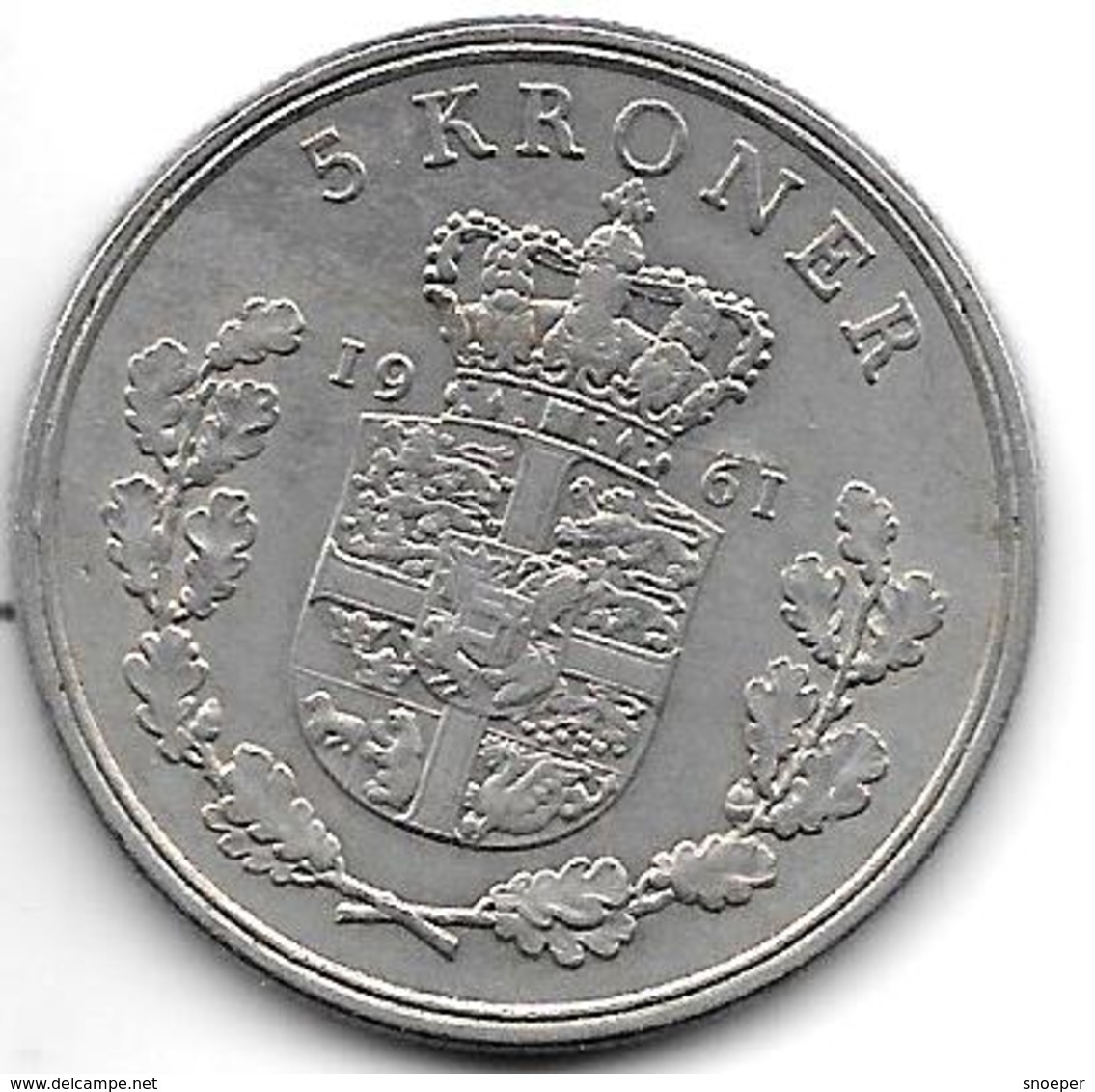 *denmark  5 Kroner 1961  Km 853.1 - Danemark