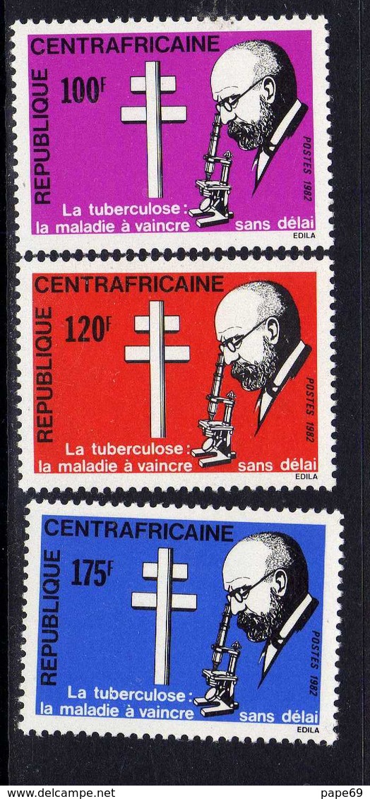 Centrafricaine N ° 538 / 40 XX : 100è Anni. De La Découverte Du Bacille De Koch,  Les 3 Valeurs Sans Charnière TB - Centrafricaine (République)