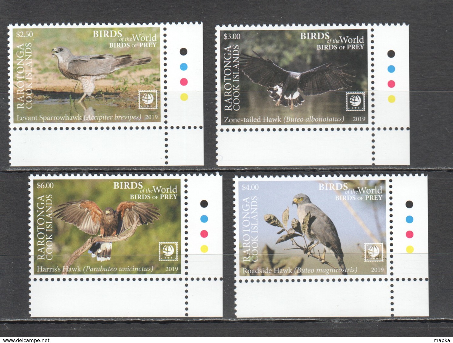 UU888 !!! EXCLUSIVE 2019 RAROTONGA FAUNA BIRDS OF PREY $10 US NOMINAL 1SET MNH - Aquile & Rapaci Diurni