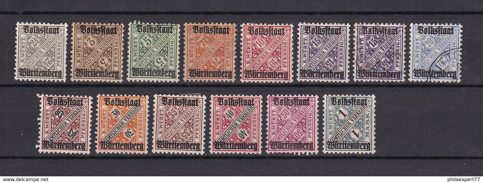 Württemberg - 1919 - Dienstmarken - Michel Nr. 258/270 -  Ungebr./Gest. - Sonstige & Ohne Zuordnung