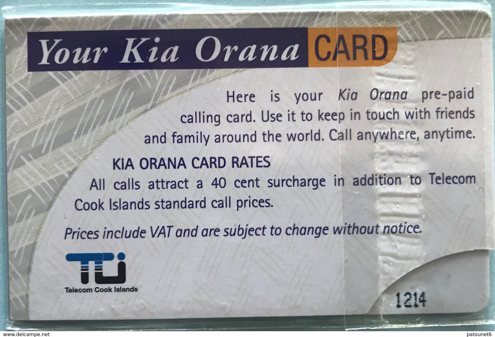 ILES COOK  -  Phonecard  -  " Flower " -  $10  -  Kia Orana CARD  -  TCI - Iles Cook