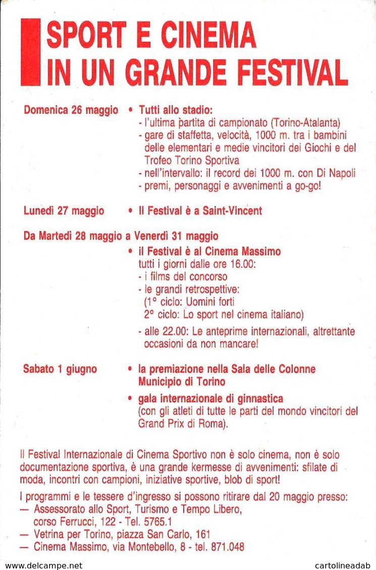 [MD4298] CPM - CINEMA - 46° FESTIVAL INTERNAZIONALE DI CINAMA SPORTIVO - PERFETTA -NV - Altri & Non Classificati