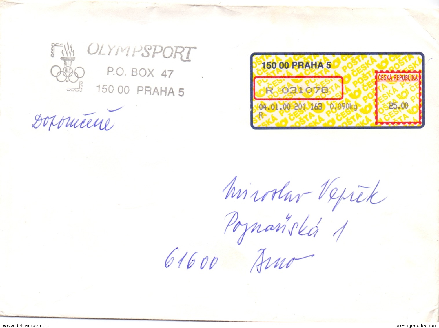 PRAHA REGISTRED MAIL COVER OLIMPSPORT    (FEB20962) - Altri & Non Classificati