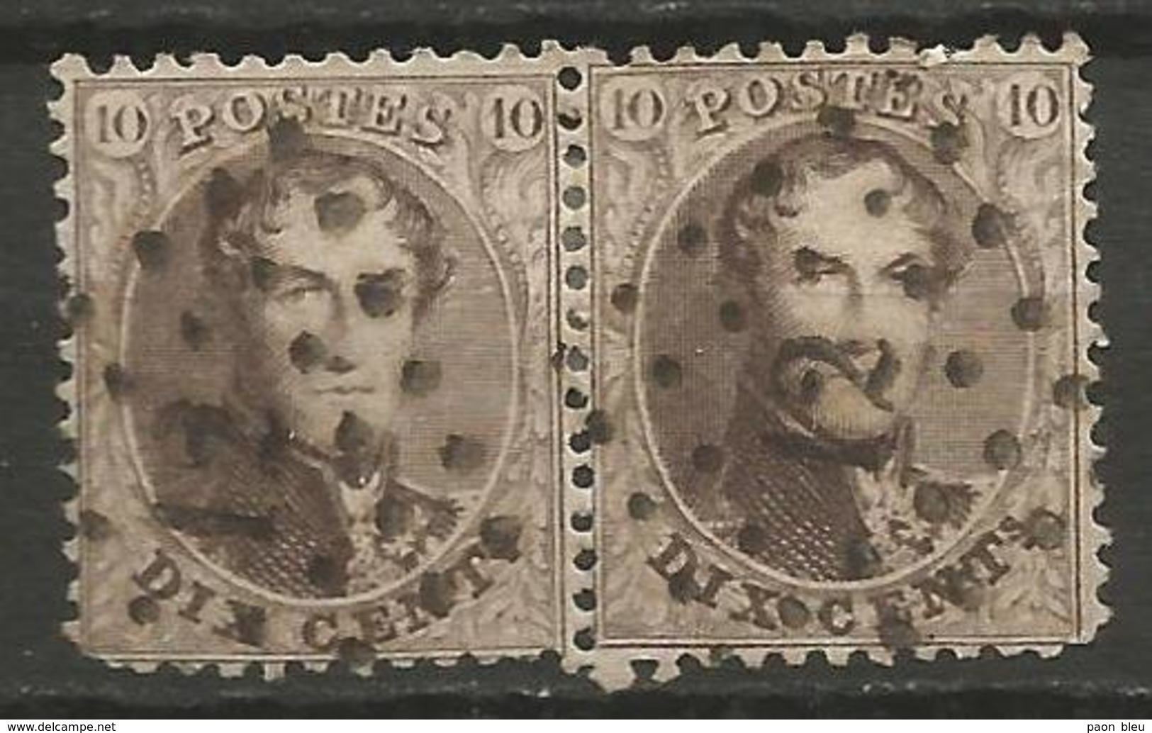 Belgique - Médaillons Dentelés - N°14A Pair Oblitération LP12 ANVERS - 1863-1864 Medaillons (13/16)