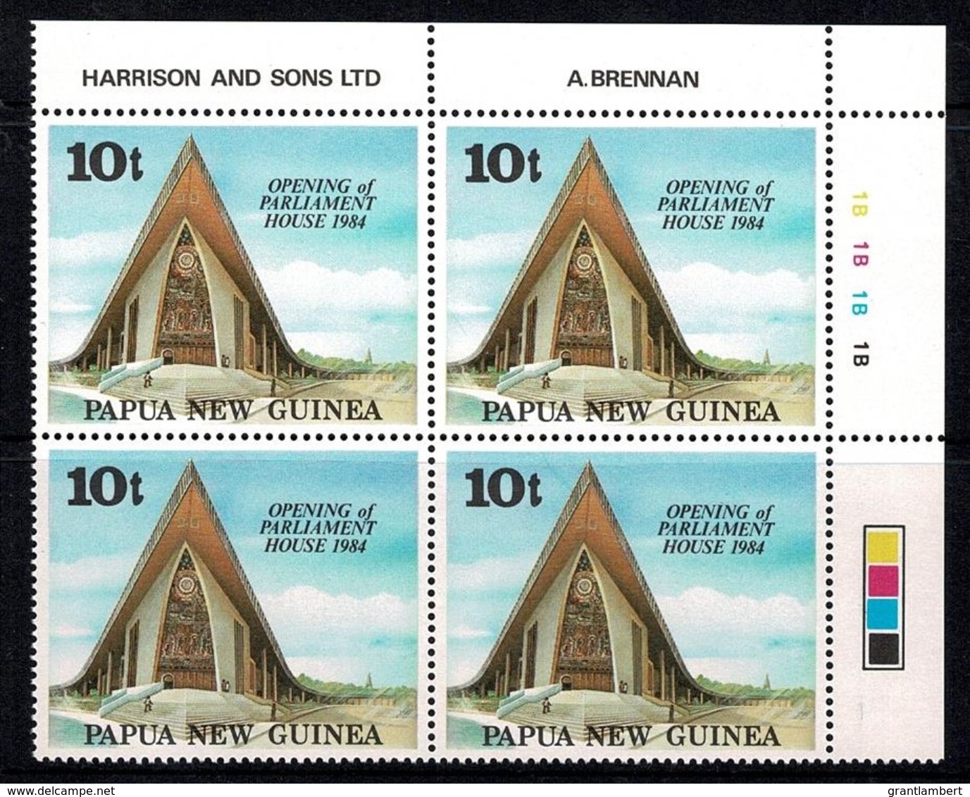 Papua New Guinea 1984 Opening Of Parliament House Corner Block Of 4 MNH - Papua New Guinea