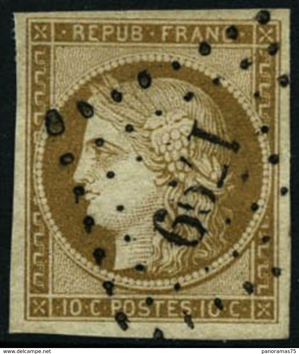 Oblit. N°1 10c Bistre - TB - 1849-1850 Cérès