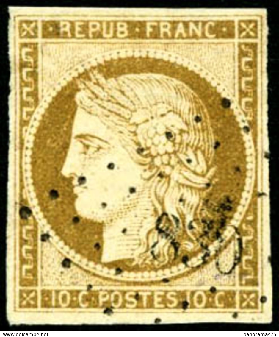 Oblit. N°1 10c Bistre, Obl PC 830, Signé Brun - TB - 1849-1850 Cérès