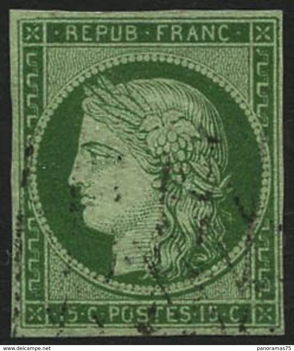 Oblit. N°2 15c Vert, Signé Brun - TB - 1849-1850 Cérès