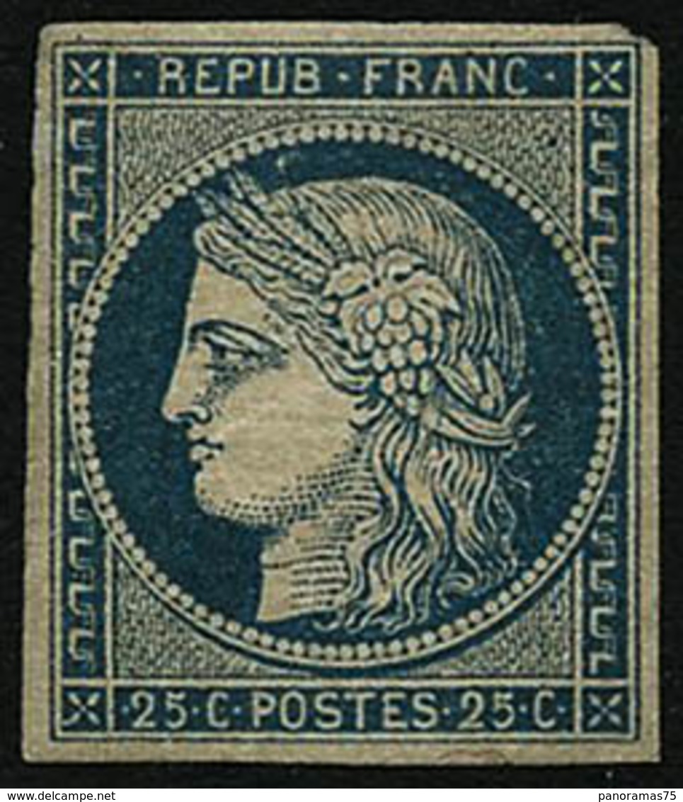 * N°4 25c Bleu, Infime Trace  Signé Calves - TB - 1849-1850 Cérès