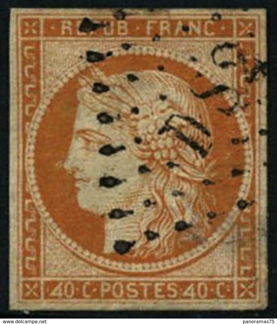 Oblit. N°5d 40c Orange, 4 Retouché Papier Peluré Au Verso, Timbre RARE - TB - 1849-1850 Ceres