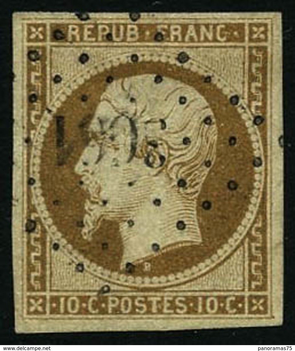 Oblit. N°9 10c Bistre, Signé Brun - TB - 1852 Louis-Napoléon