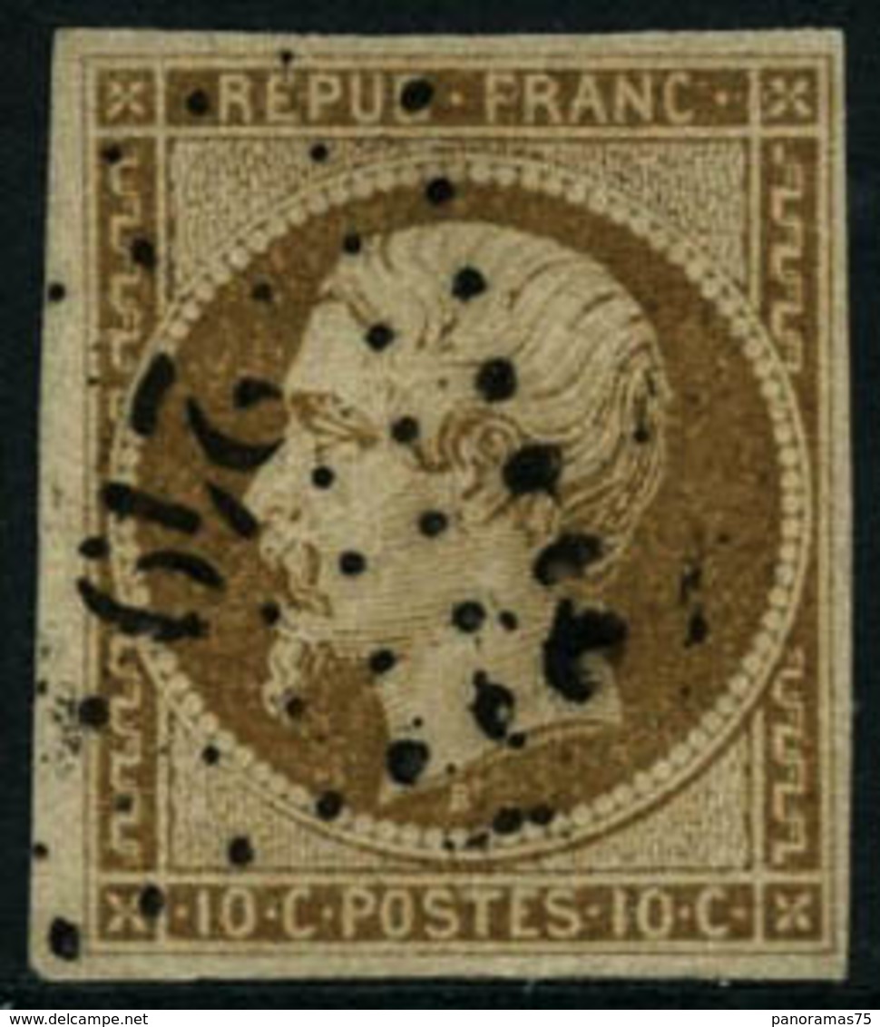 Oblit. N°9  10c Bistre, Signé Calves - TB - 1852 Louis-Napoleon