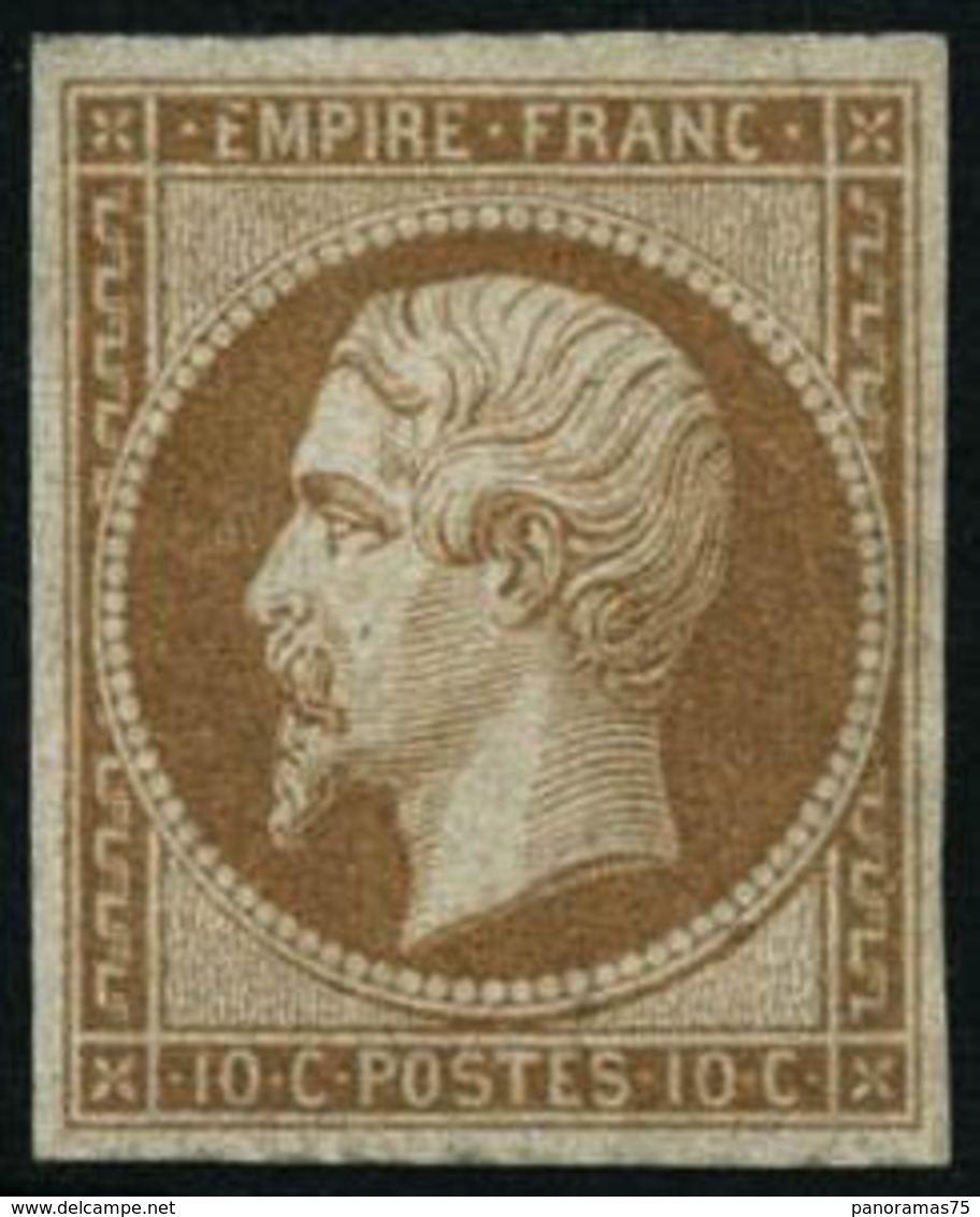 ** N°13A 10c Bistre, Type I Signé Brun, Petit Point Dans La Gomme Sinon TB - 1853-1860 Napoléon III