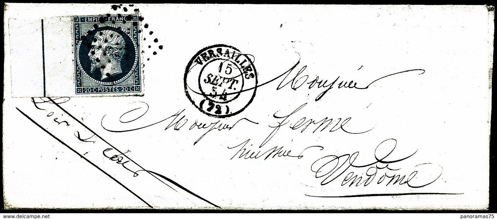 Lettre N°14Ai 20c Bleu, BDF Avec Filet D'encadrement S/lettre - TB - 1853-1860 Napoléon III.