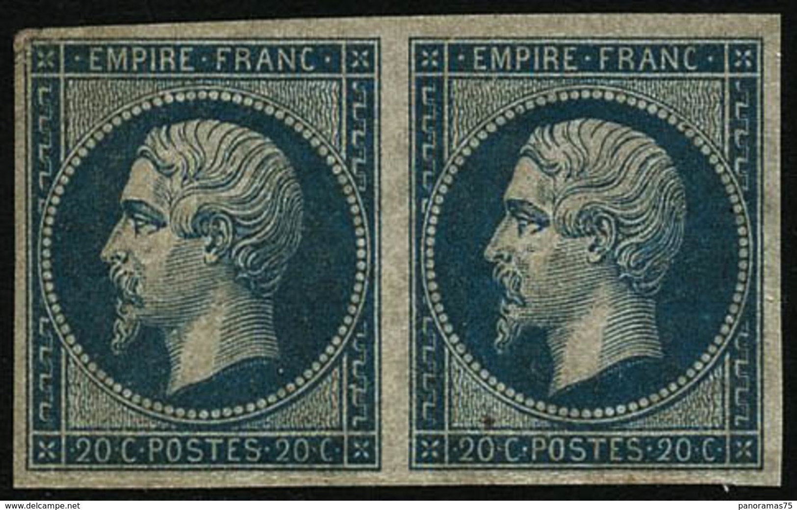 ** N°14B 20c Bleu, Type II Paire - TB - 1853-1860 Napoléon III.