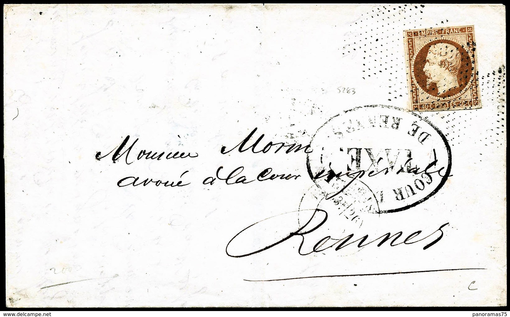 Lettre N°16 40c Orange S/lettre, Roulette D'étoile Touché En Bas, Bel Aspect (cote Cérès) - B - 1853-1860 Napoléon III.