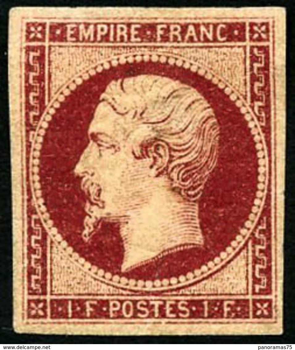 * N°18 1F Carmin, Charnière Légère - TB - 1853-1860 Napoleon III