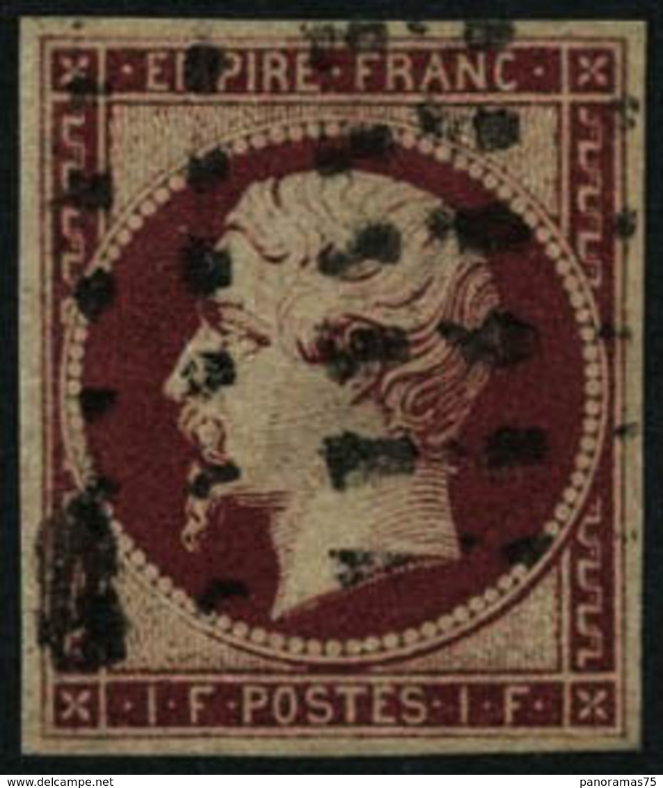 Oblit. N°18a 1F Carmin Foncé, Infime Froissure - B - 1853-1860 Napoléon III