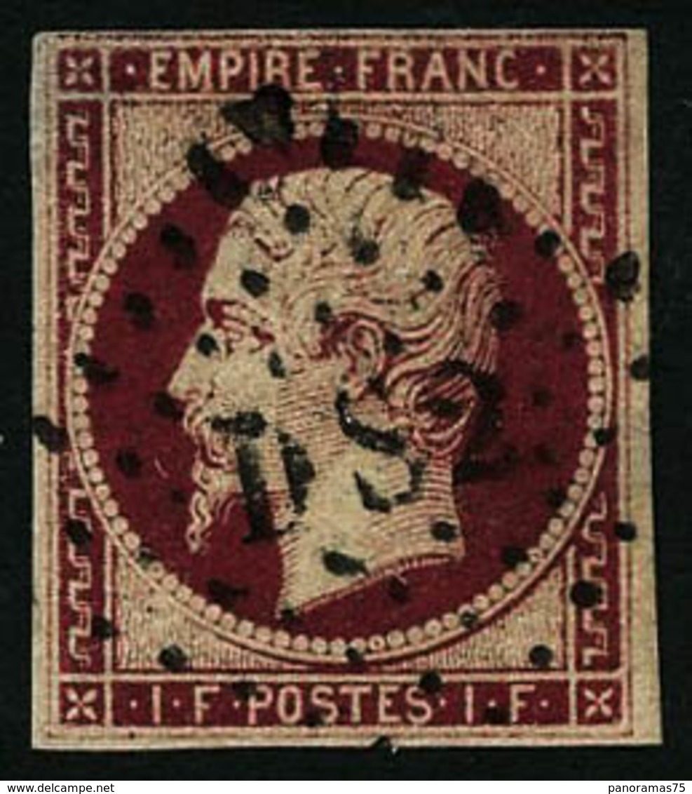 Oblit. N°18a 1F Carmin Foncé, Infime Pelurage - B - 1853-1860 Napoleon III