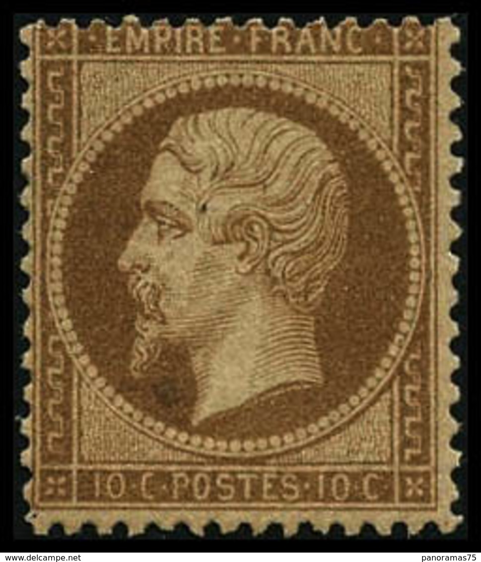 * N°21b 10c Bistre-brun, Gomme Coquelée Signé Calves - TB - 1862 Napoléon III.