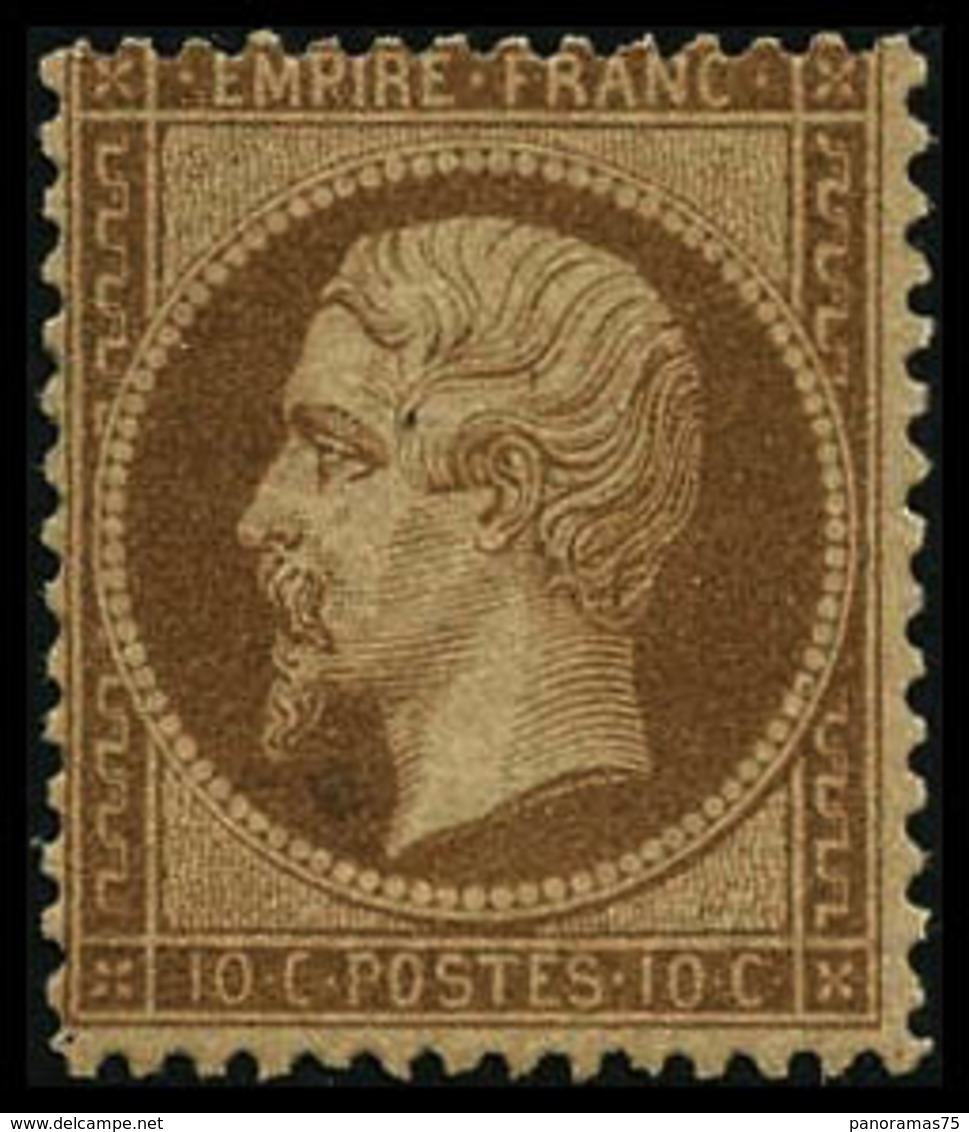 * N°21b 10c Bistre-brun, Gomme Coquelée Signé Calves - TB - 1862 Napoleon III