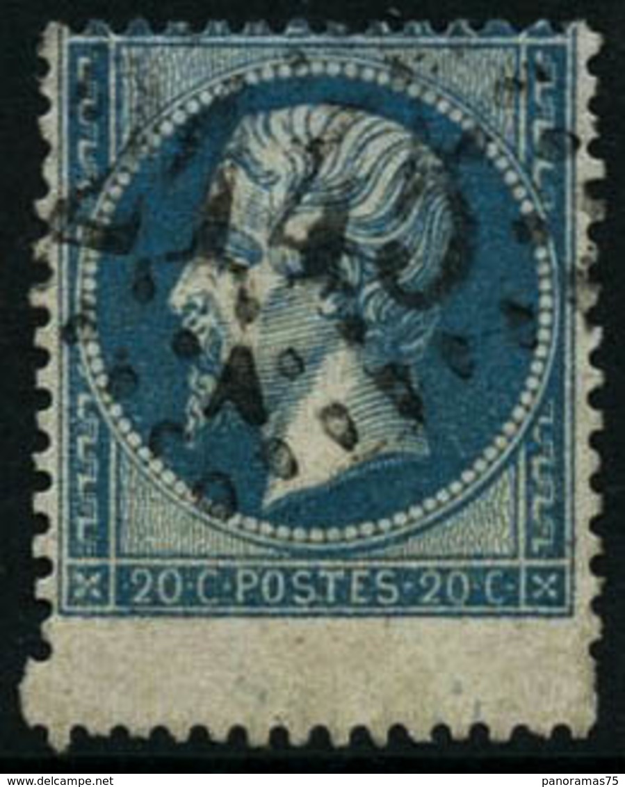 Oblit. N°22 20c Bleu, Superbe Piquage à Cheval - TB - 1862 Napoléon III