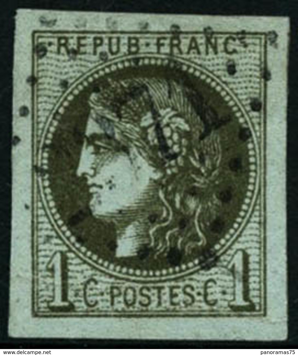 Oblit. N°39C 1c Olive R3, Marges énormes Pièce De Luxe - TB - 1870 Ausgabe Bordeaux