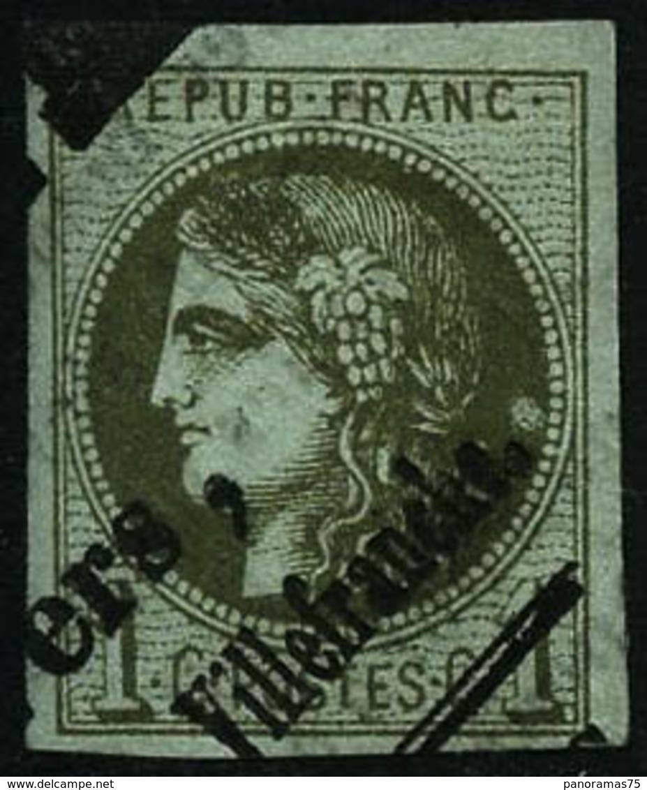Oblit. N°39C 1c Olive R3, Obl Typo - TB - 1870 Ausgabe Bordeaux