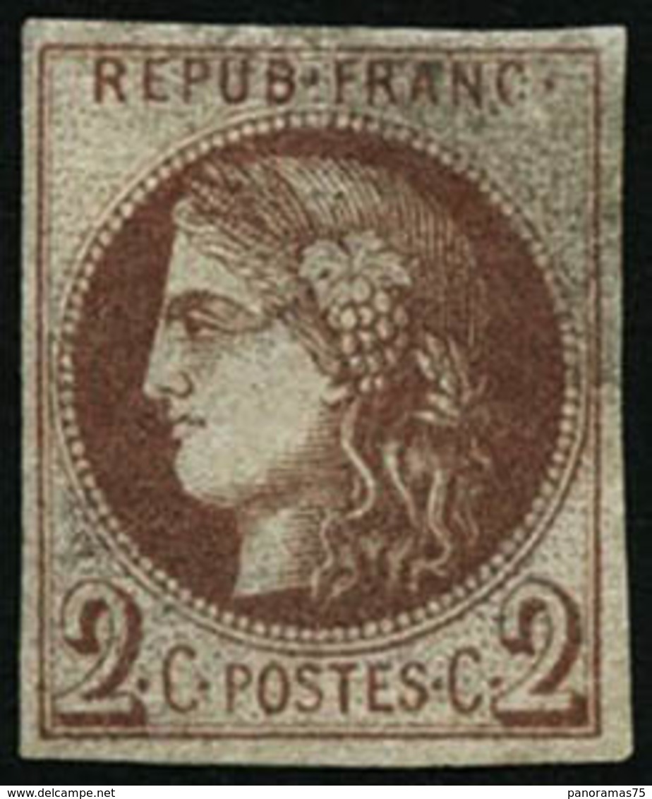 ** N°40Af 2c Chocolat Clair R1, Impression Fine De Tours - TB - 1870 Emisión De Bordeaux