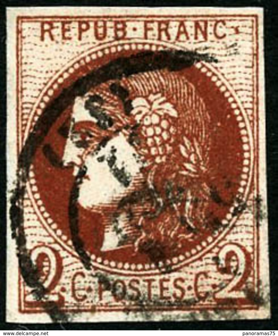 Oblit. N°40Bf 2c Rouge-brique Foncé, Nuance Exceptionnelle - TB - 1870 Emission De Bordeaux