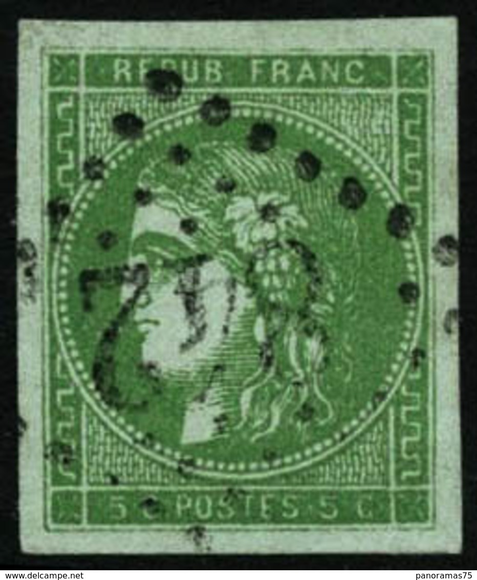 Oblit. N°42B 5c Vert-jaune, R2 Pièce De Luxe  - TB - 1870 Ausgabe Bordeaux
