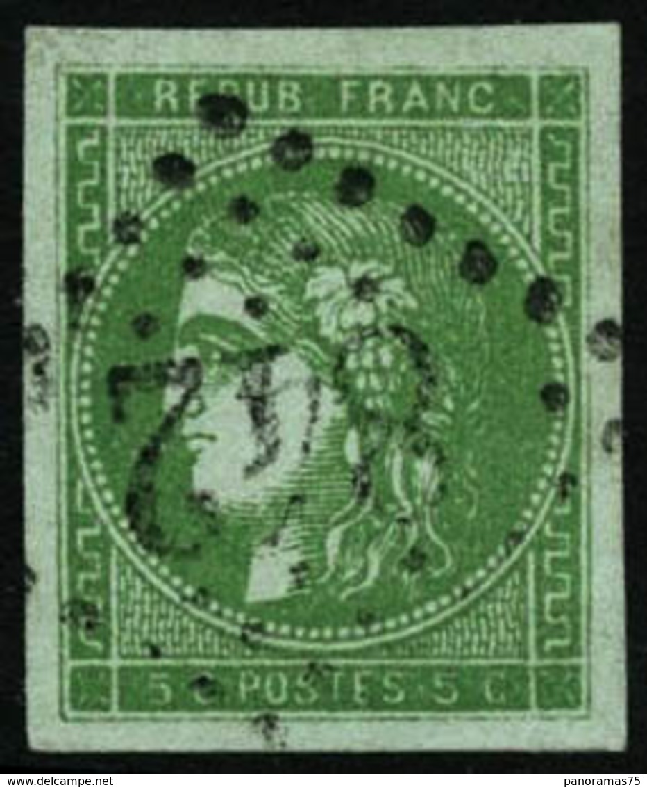 Oblit. N°42B 5c Vert-jaune, R2 Pièce De Luxe  - TB - 1870 Emisión De Bordeaux