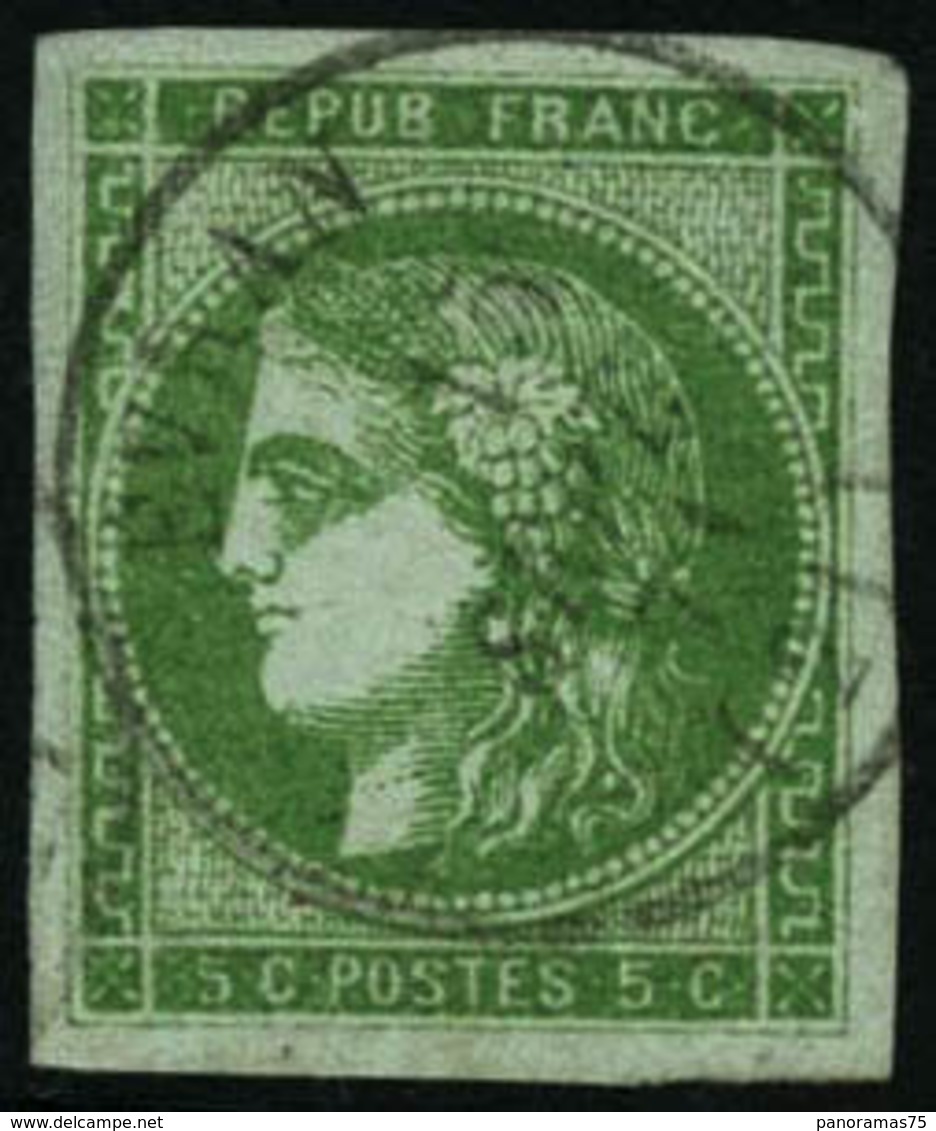 Oblit. N°42B 5c Vert-jaune, R2 - TB - 1870 Emission De Bordeaux