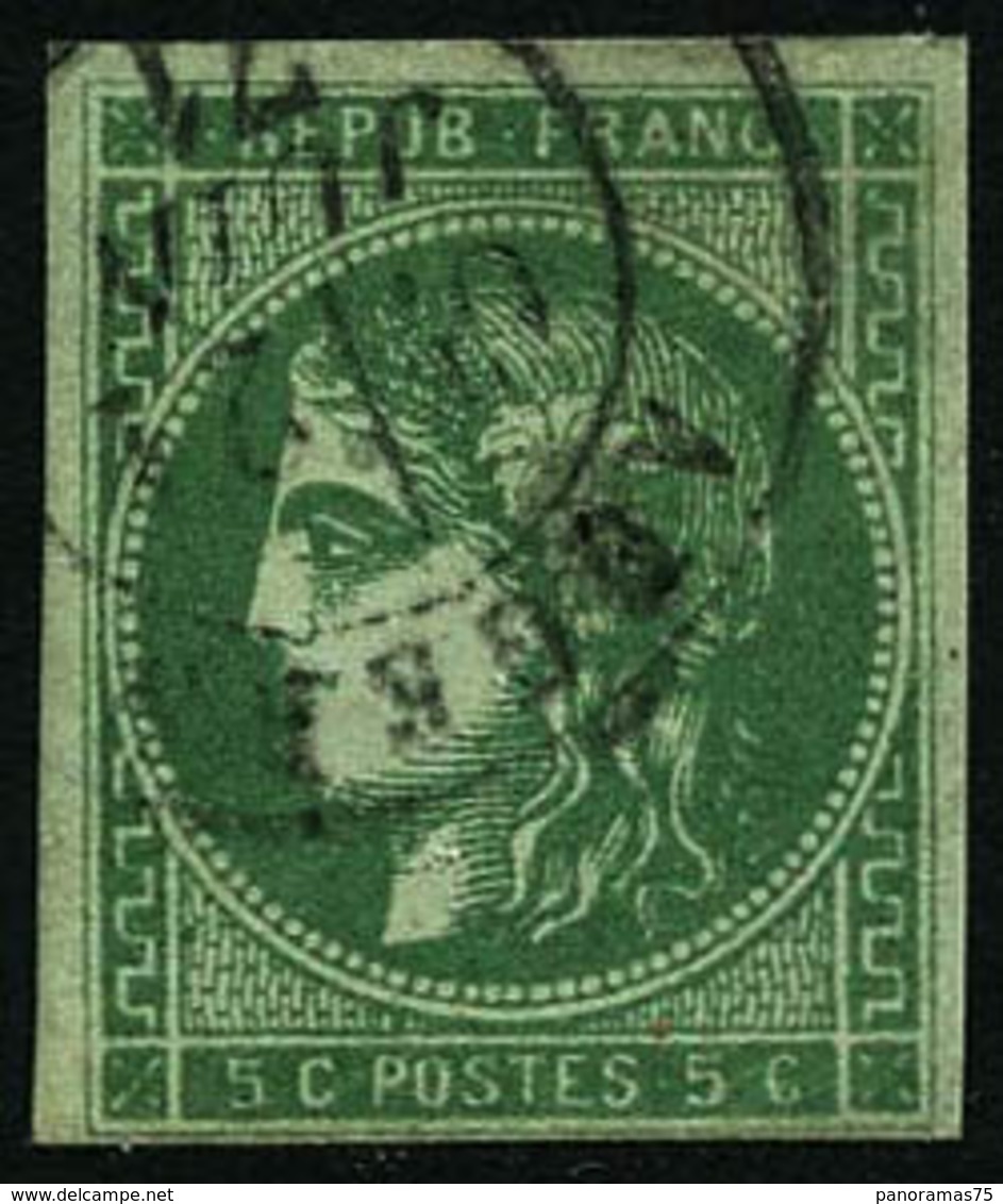 Oblit. N°42Bb 5c Vert-émeraude Foncé, Pelurage - B - 1870 Ausgabe Bordeaux