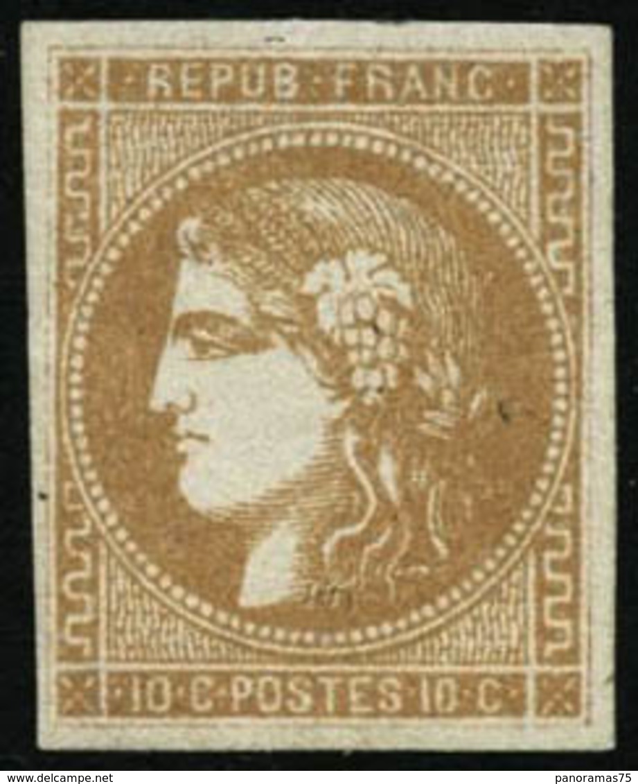 ** N°43A 10c Bistre R1, Signé JF Brun  - TB - 1870 Ausgabe Bordeaux