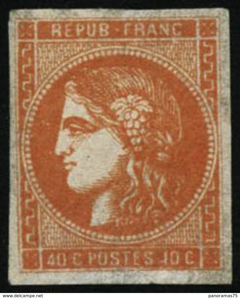 ** N°48 40c Orange, Signé Roumet - TB - 1870 Bordeaux Printing