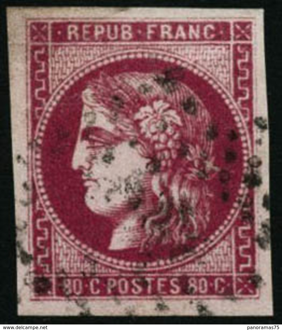 Oblit. N°49c 80c Rose Carminé - TB - 1870 Uitgave Van Bordeaux
