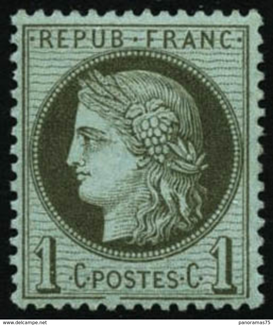 ** N°50b 1c Vert-olive, Trait Inférieur Du Cadre Brisé - TB - 1871-1875 Ceres