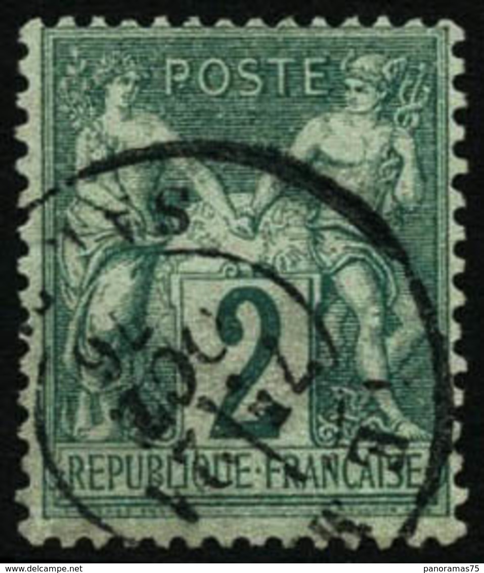 Oblit. N°62 2c Vert, Signé Brun - TB - 1876-1878 Sage (Typ I)