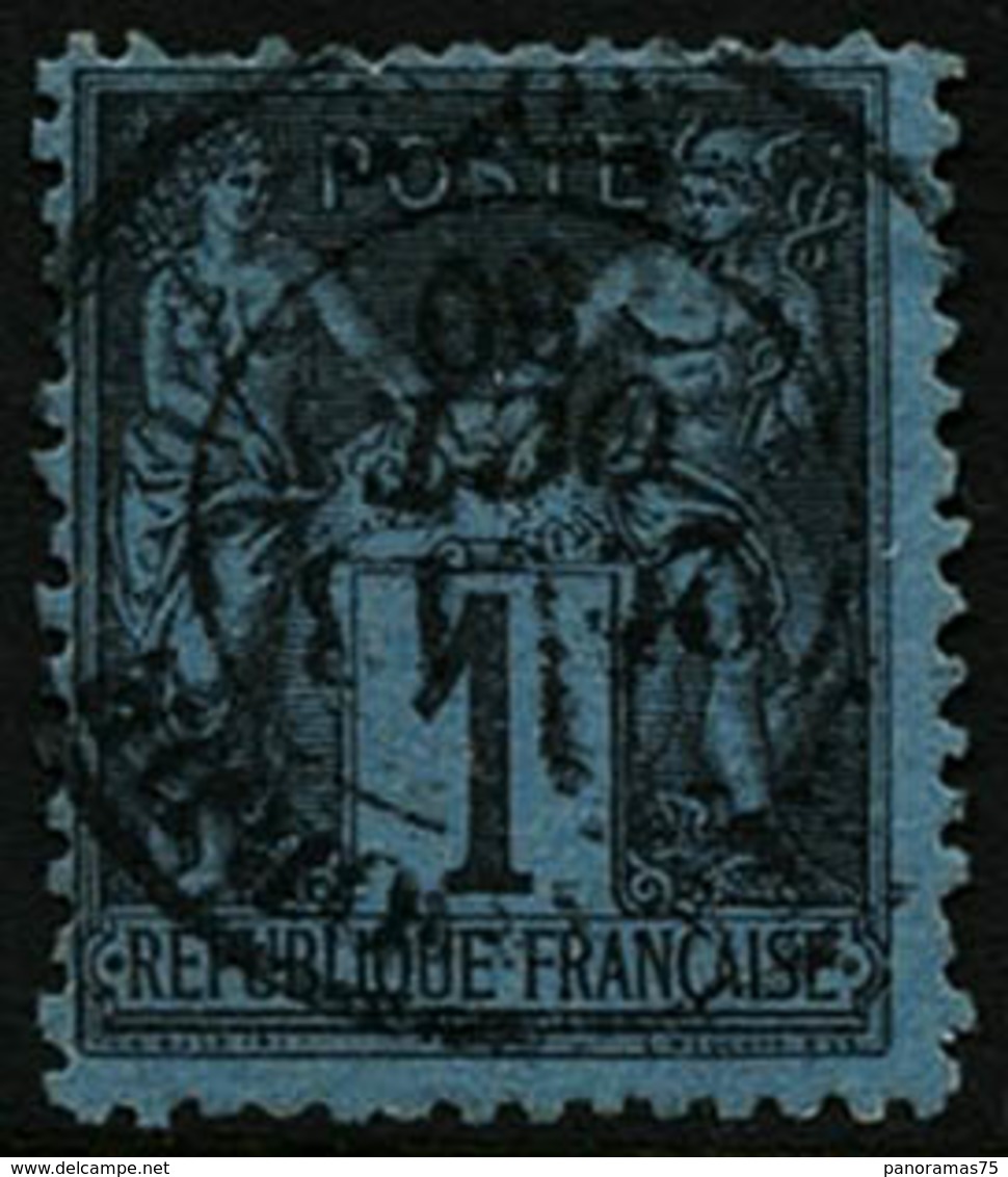 Oblit. N°84 1c Noir S/bleu De Prusse, Nuance Superbe Dentelure Normalement Imparfaite , Signé Calves - B - 1876-1898 Sage (Tipo II)